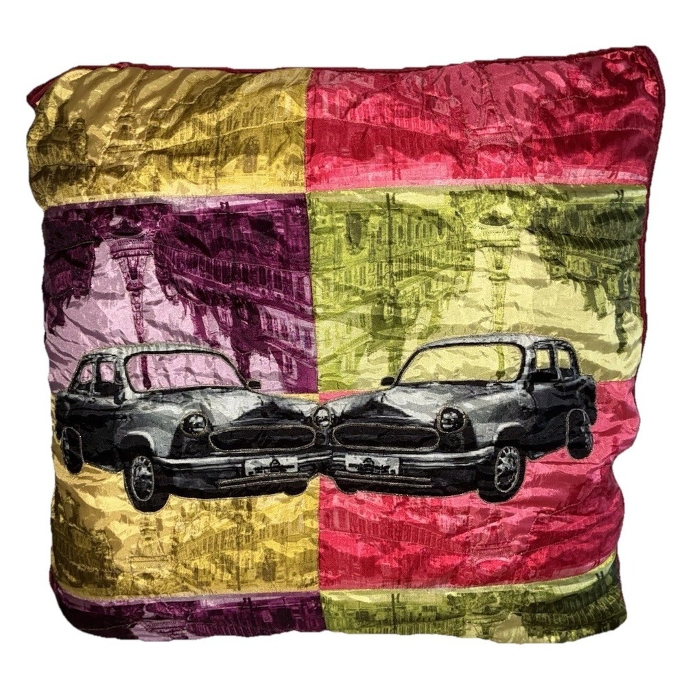 Soho Loft Pillow Ambassador Taxi Car Paris Skyline Eiffel Tower Decorative 22"